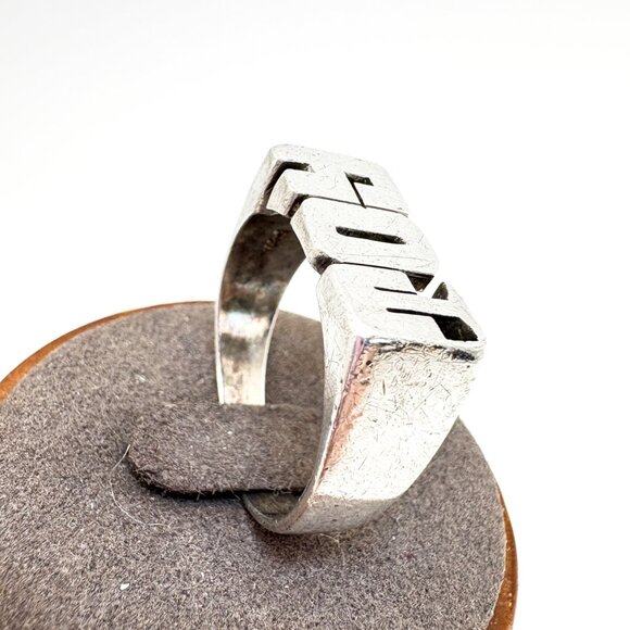 Sterling Silver 925 Toy Three Dimensional Lettering Statement Ring Size 11.25 - Picture 3 of 13